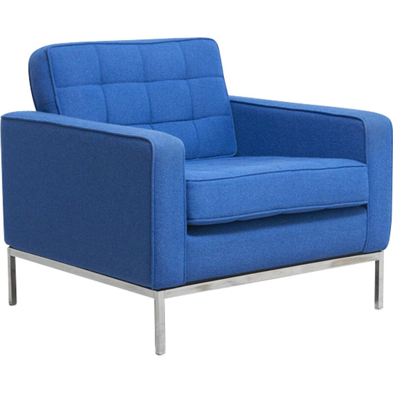 Vintage blue easy chair by Florence Knoll