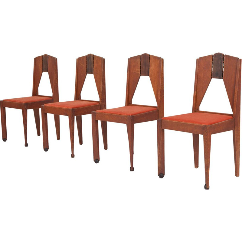 Set of 4 dining Chairs in Skin Velvet by The Amsterdam School