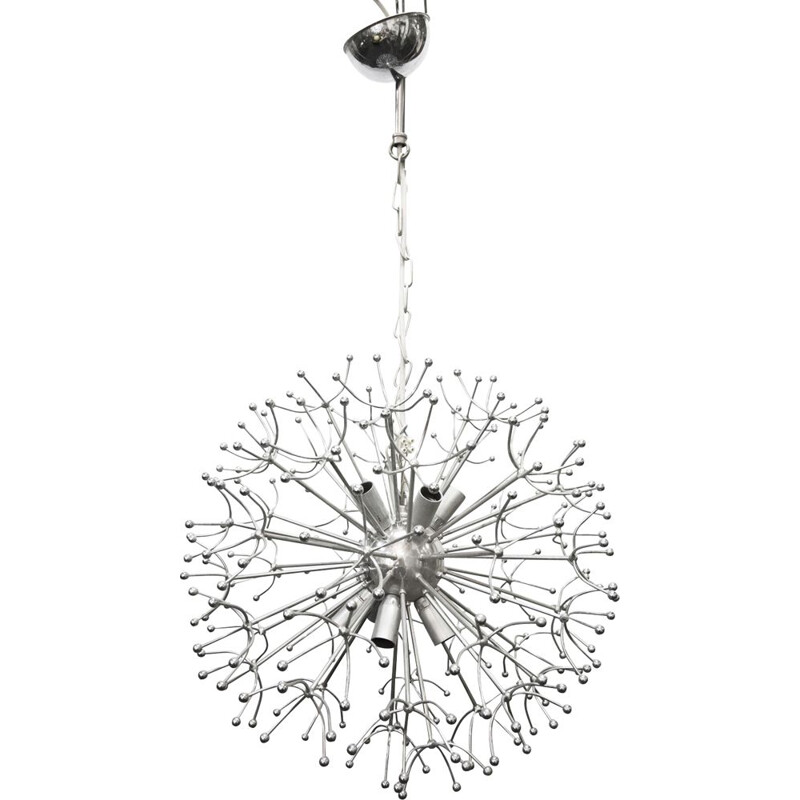 Vintage Italian chandelier "Dandelion" in plated chrome