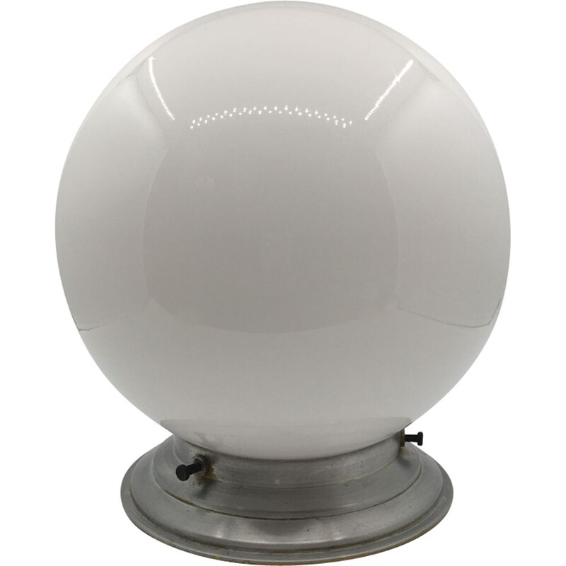 Vintage ball ceiling lamp in opaline glass