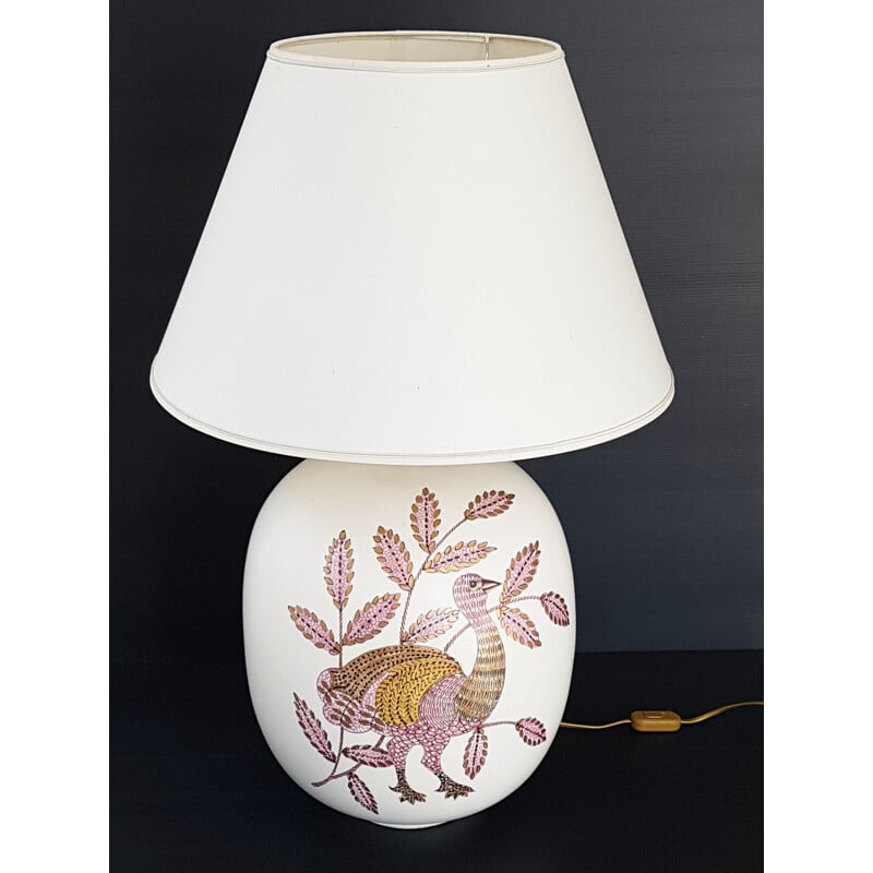 Lampe de table vintage en céramique blanche