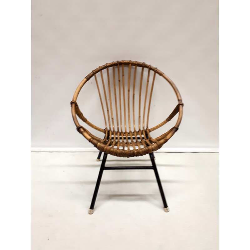 Vintage rattan armchair by Rohe Noordwolde