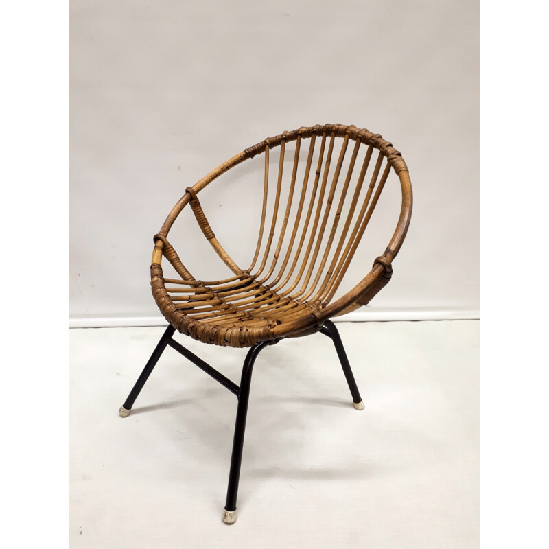 Vintage rattan armchair by Rohe Noordwolde