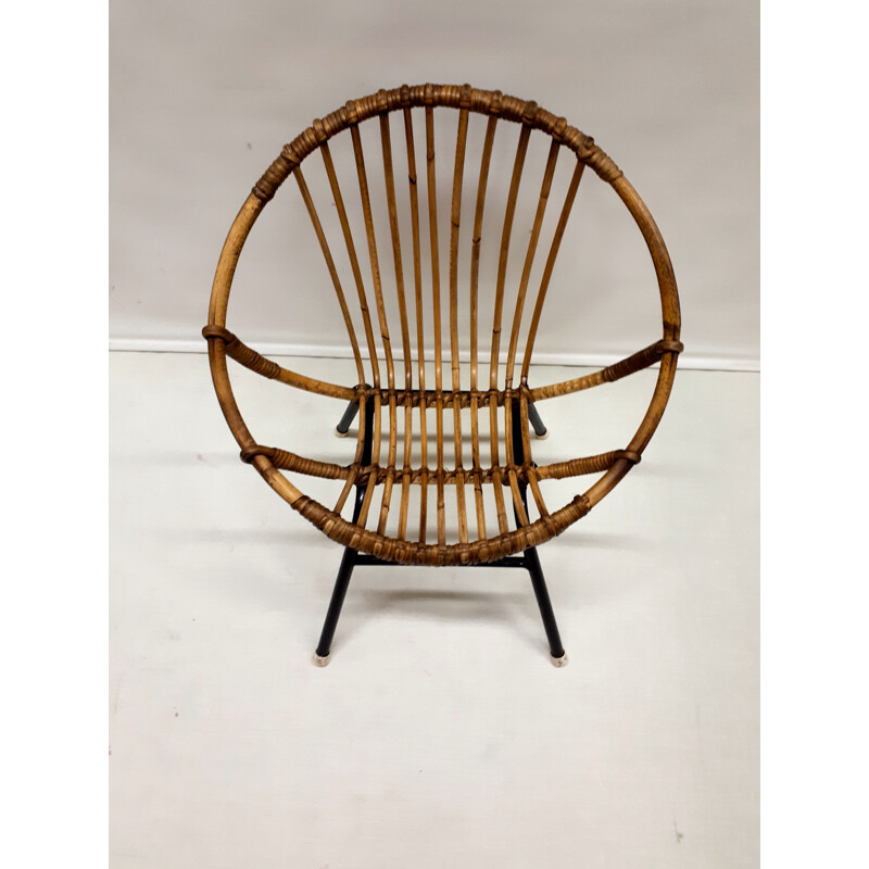 Vintage rattan armchair by Rohe Noordwolde