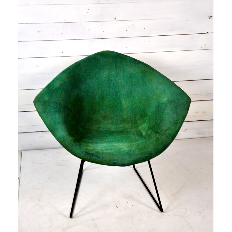 Vintage green Diamond armchair by Harry Bertoia for Knoll