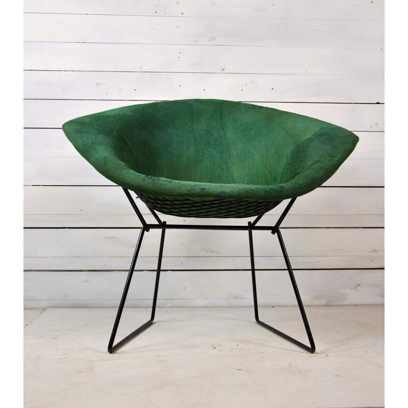 Vintage green Diamond armchair by Harry Bertoia for Knoll
