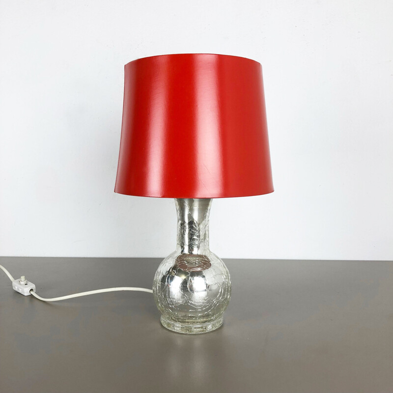 Lampada da tavolo vintage rossa di Uno e Östen Kristiansson per Luxus Vittsjö.