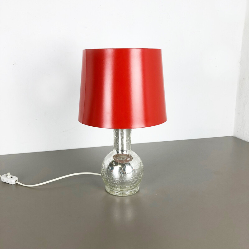 Rode vintage bureaulamp van Uno en Östen Kristiansson voor Luxus Vittsjö.