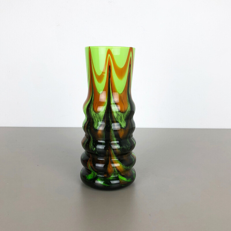 Vase italien de Florence vintage vert en opaline par Carlo Moretti