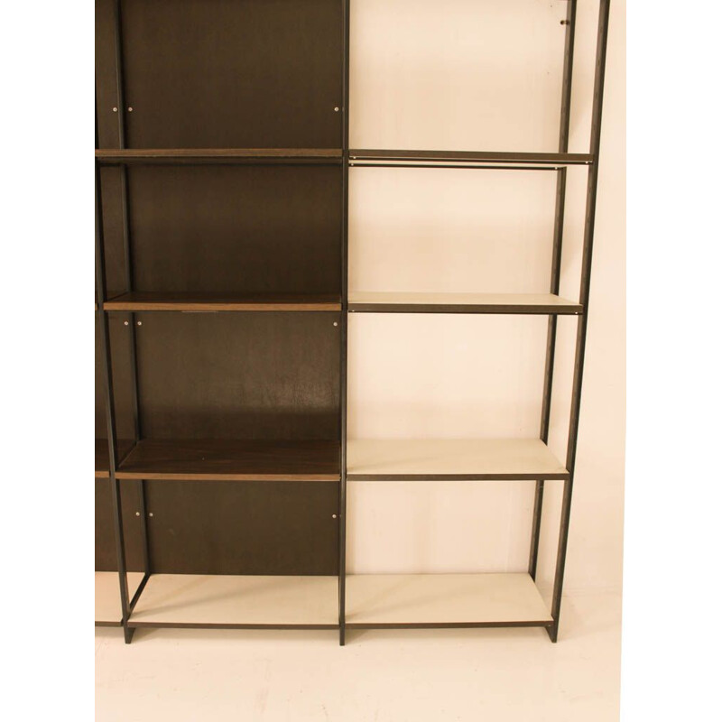 Vintage modulable bookcase in melamine & faux leather