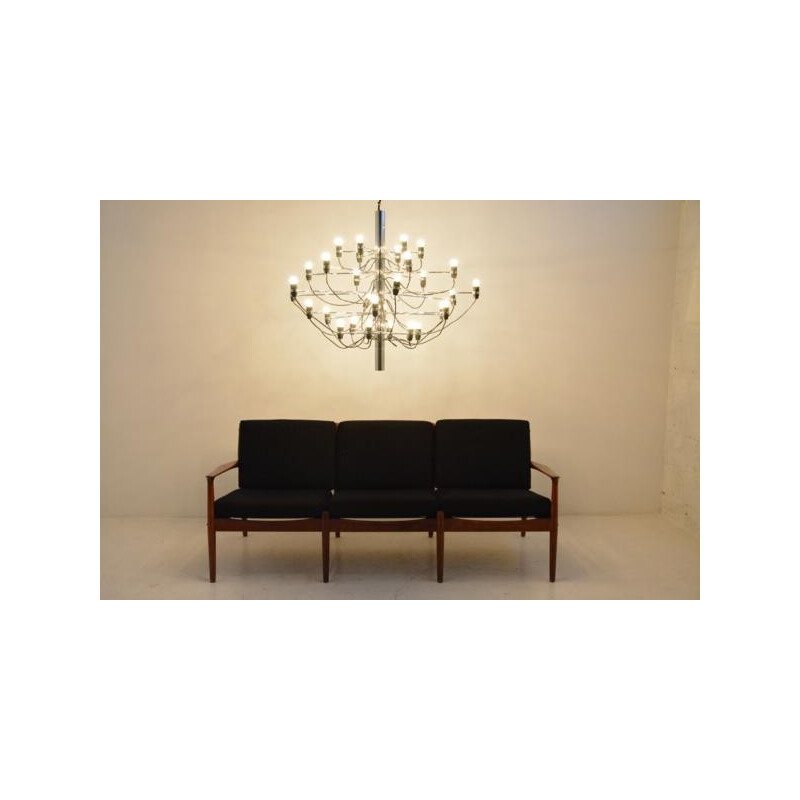 Chandelier in chromed steel and glass model 2097, Gino SARFATTI - 1960s