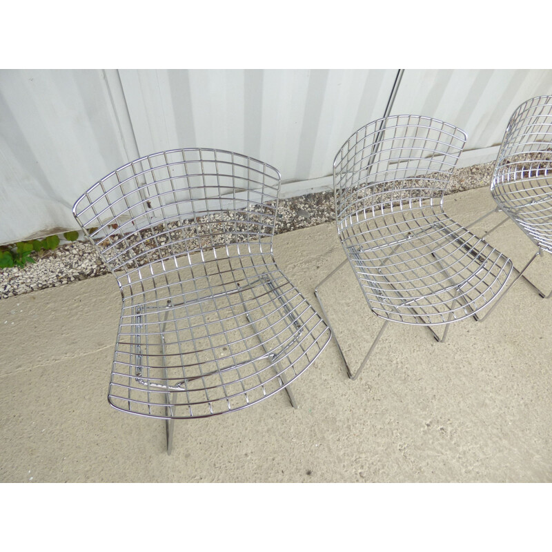 Set of 4 vintage french chairs by Bertoia for Knoll