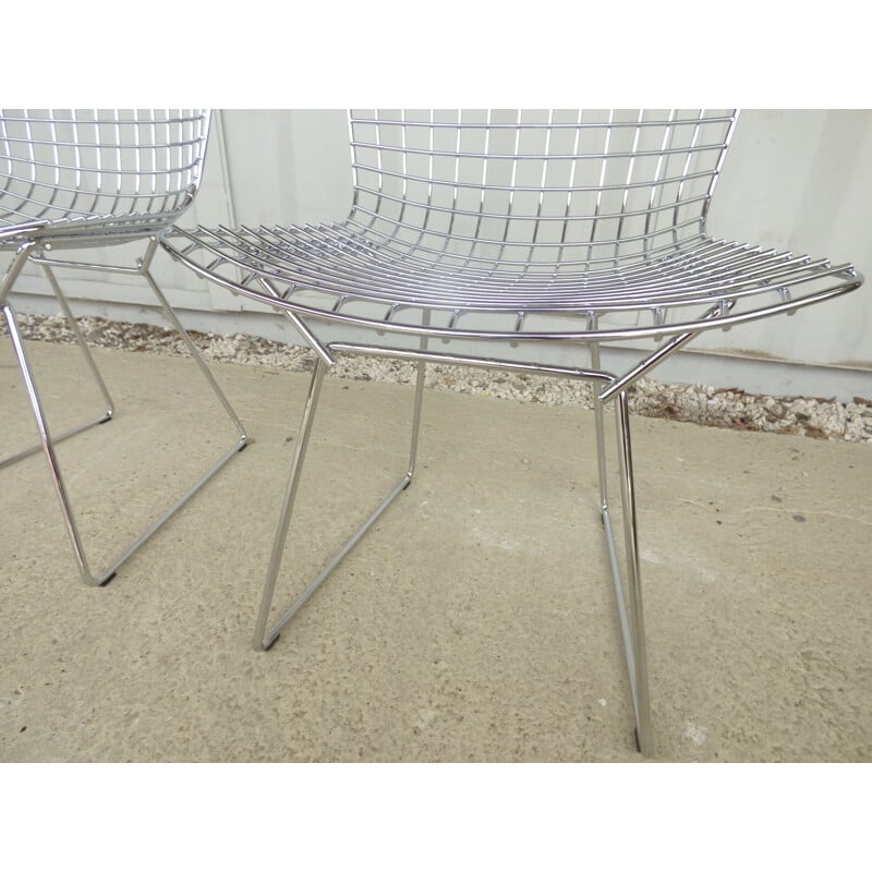 Set of 4 vintage french chairs by Bertoia for Knoll