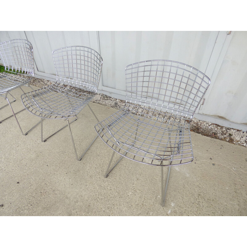 Set of 4 vintage french chairs by Bertoia for Knoll