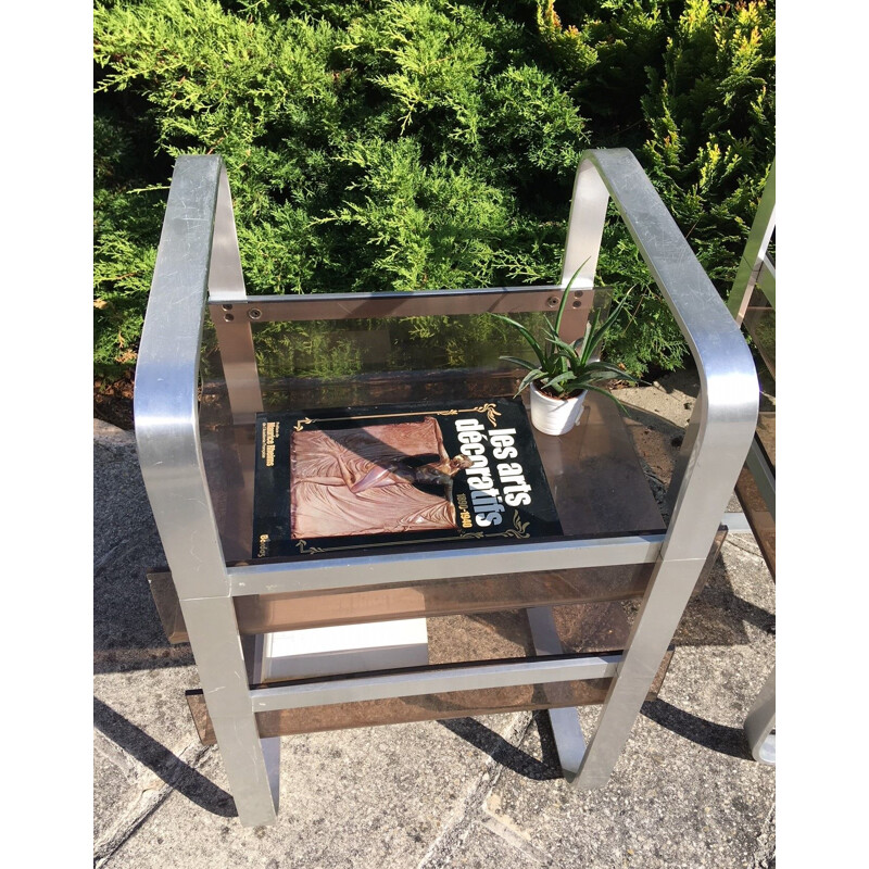 Set of 2 Vintage Plexiglas & metal side tables