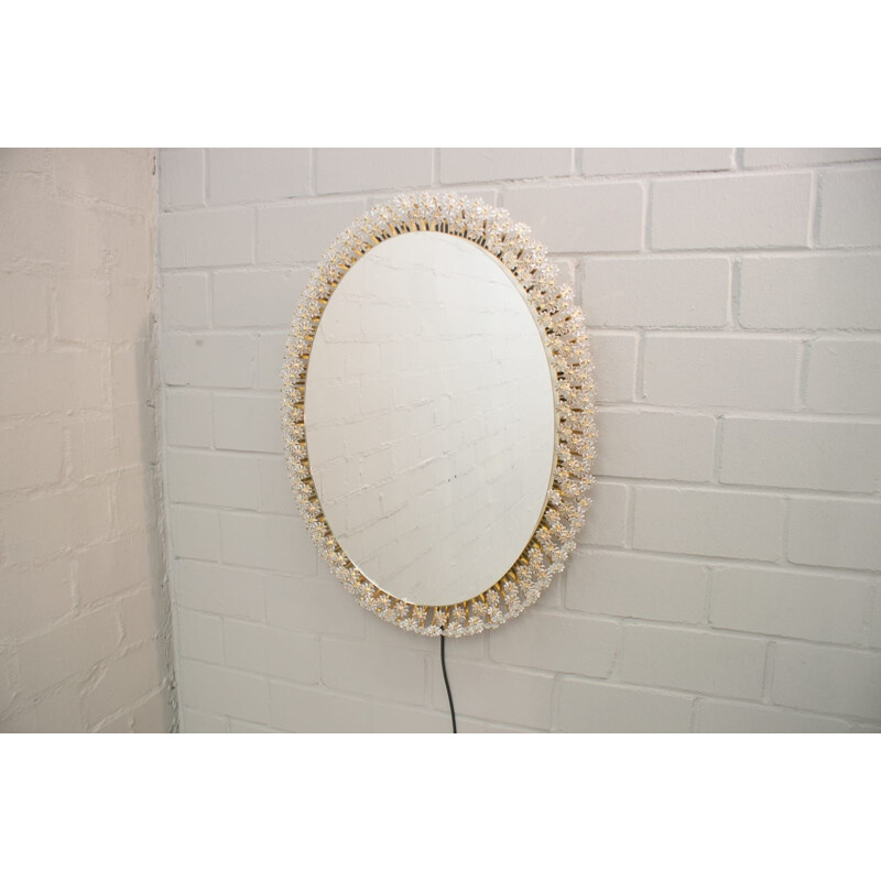 Vintage oval Illuminated Viennese Mirror by Emil Stejnar 1950