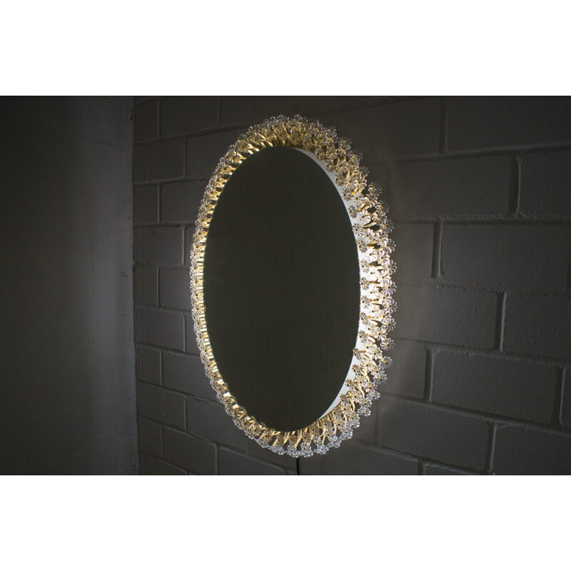 Vintage oval Illuminated Viennese Mirror by Emil Stejnar 1950