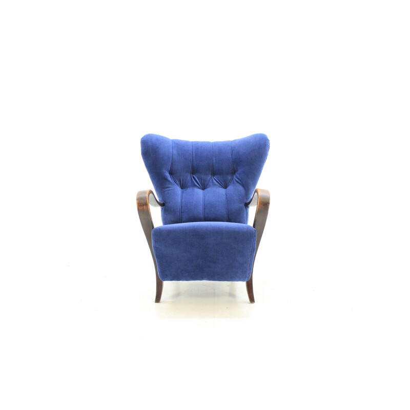 Pair of vintage blue Wing Chairs 1930