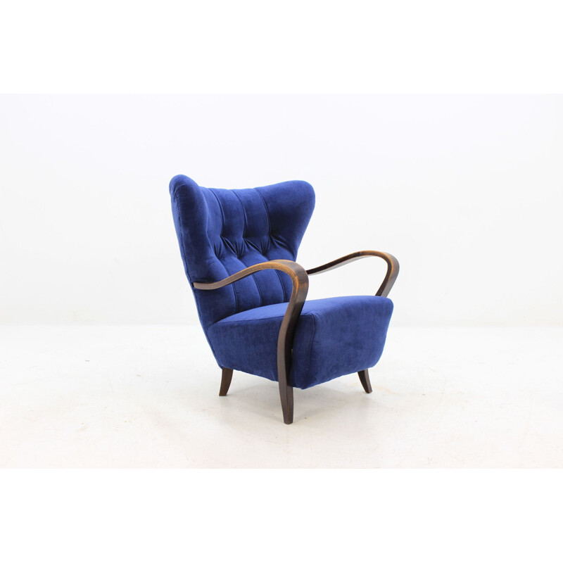 Pair of vintage blue Wing Chairs 1930