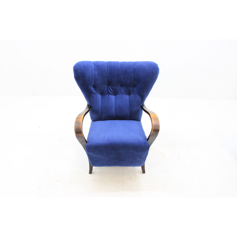 Pair of vintage blue Wing Chairs 1930