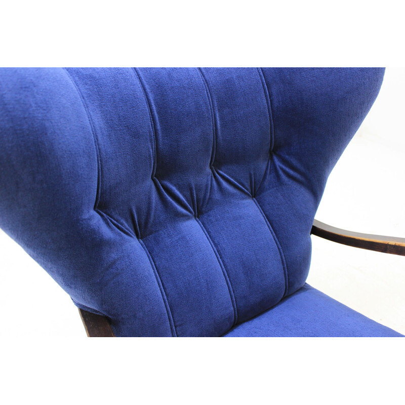 Pair of vintage blue Wing Chairs 1930