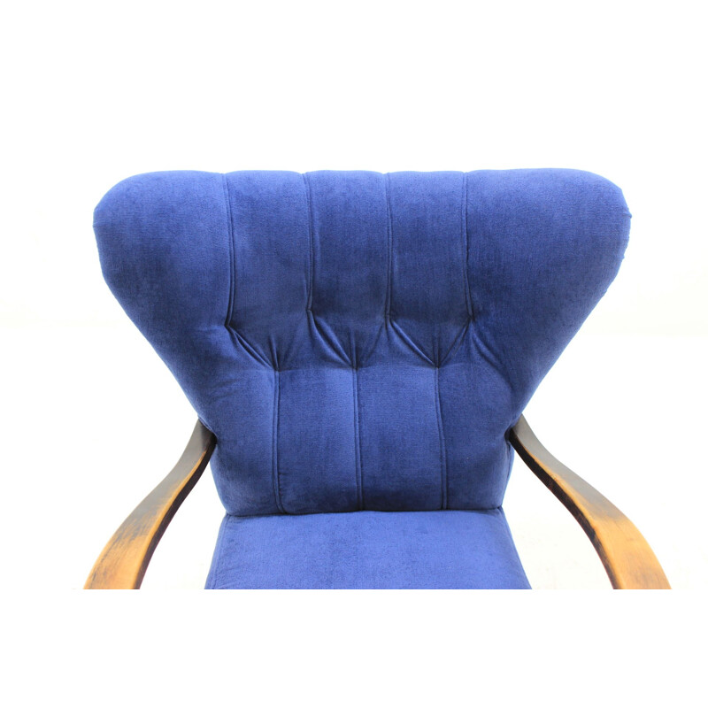 Pair of vintage blue Wing Chairs 1930