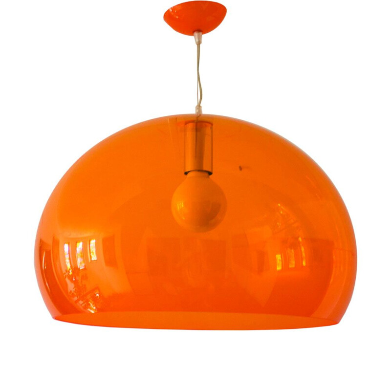 Suspension vintage orange translucide 1970