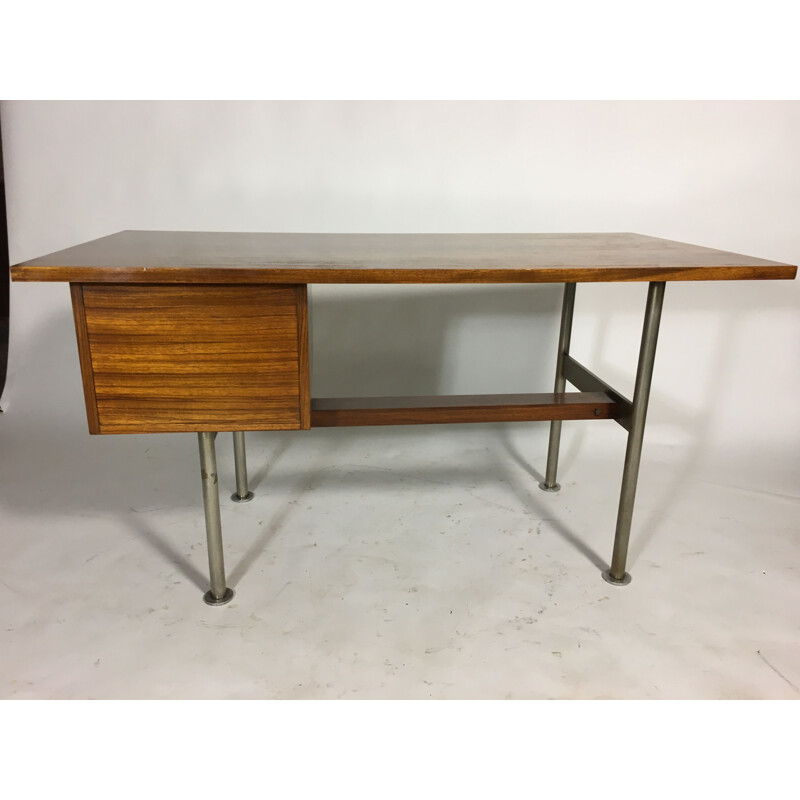 Vintage desk Zebrano in rosewood and steel by Rudolf Glatzel for Fristho