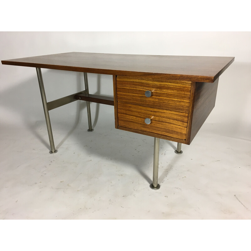 Vintage desk Zebrano in rosewood and steel by Rudolf Glatzel for Fristho