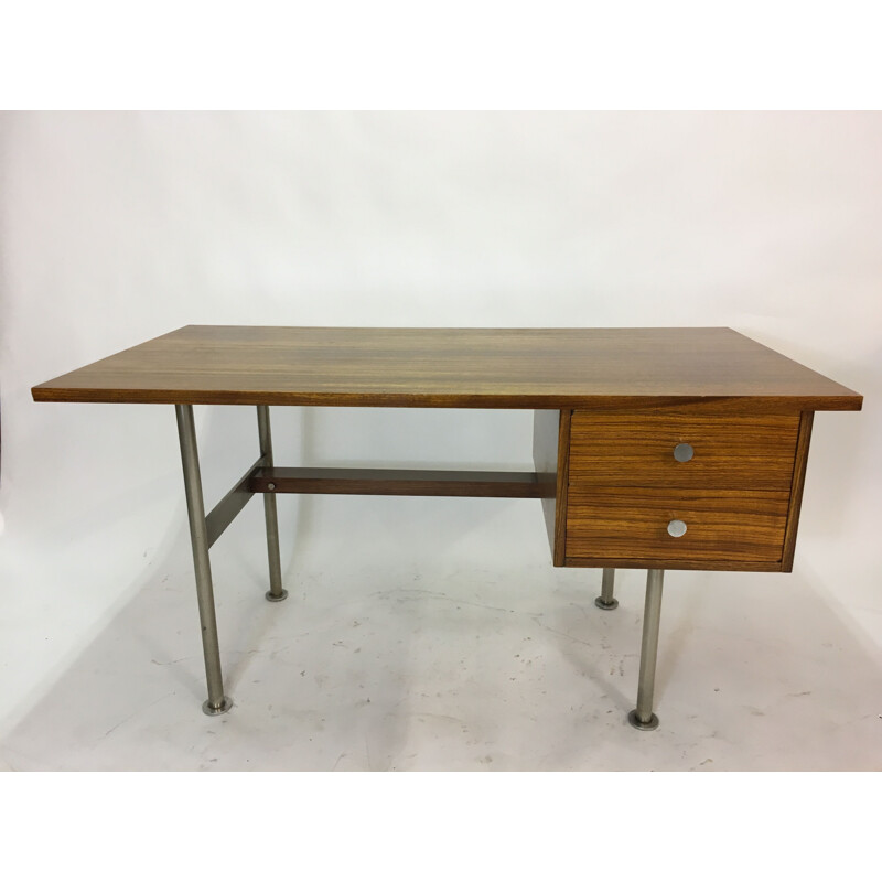 Vintage desk Zebrano in rosewood and steel by Rudolf Glatzel for Fristho
