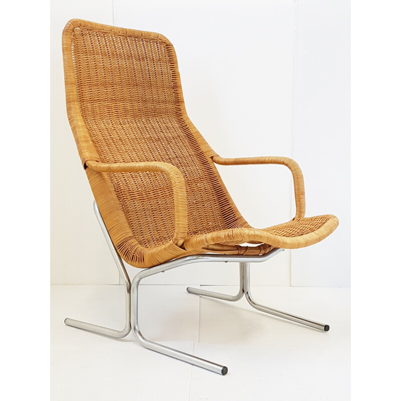 Vintage 1960 rattan chair Dirk Van Sliedregt