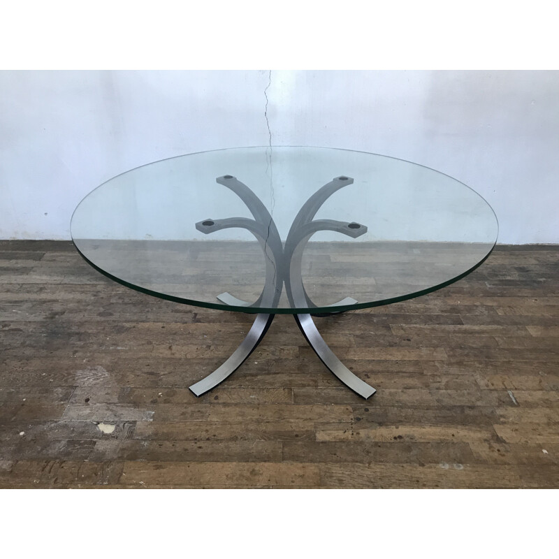 Italian vintage table in glass, Osvaldo Borsani for TECNO 1970