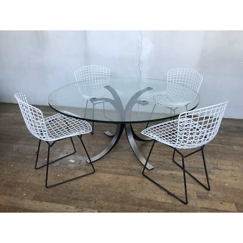 Italian vintage table in glass, Osvaldo Borsani for TECNO 1970