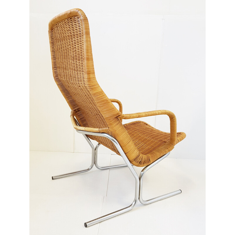 Vintage 1960 rattan chair Dirk Van Sliedregt