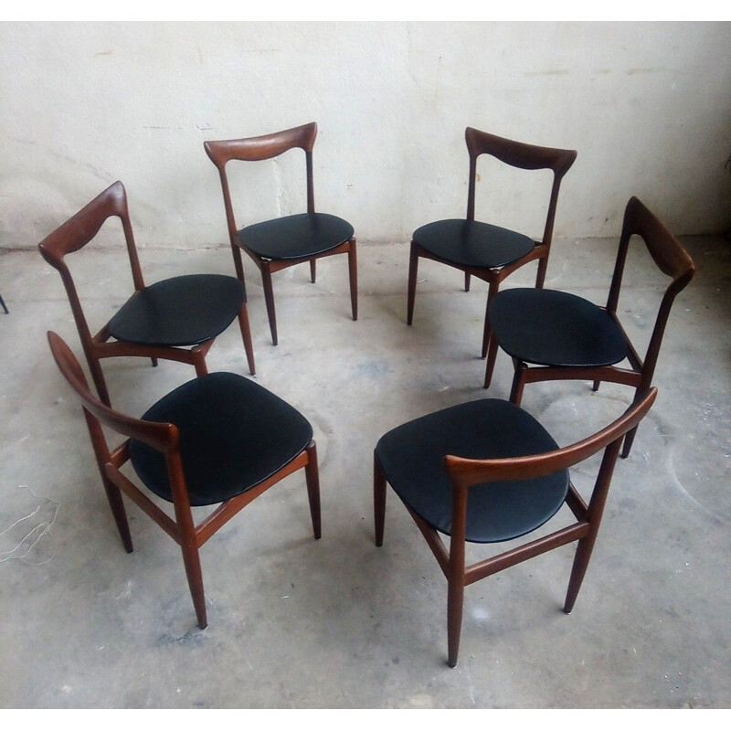 Set of 6 chairs vintage Henry Walter Klein, Denmark