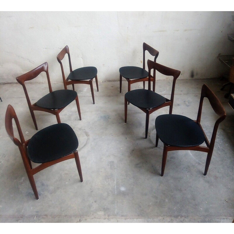 Set of 6 chairs vintage Henry Walter Klein, Denmark