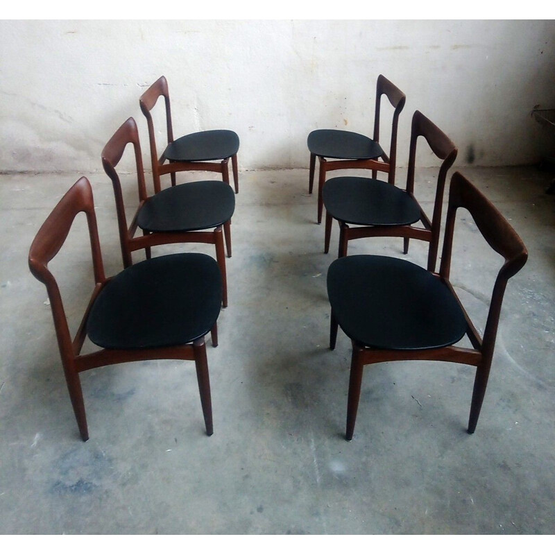 Set of 6 chairs vintage Henry Walter Klein, Denmark