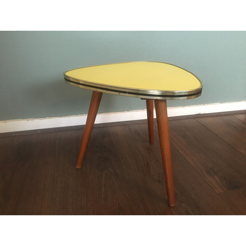 Vintage yellow formica pedestal table 1950s