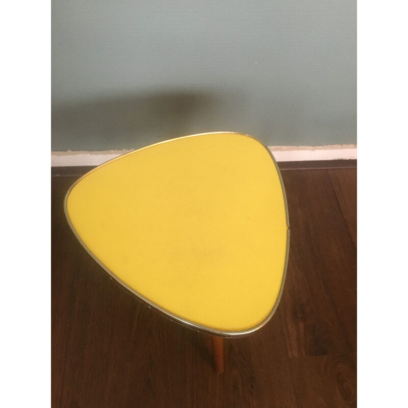 Vintage yellow formica pedestal table 1950s