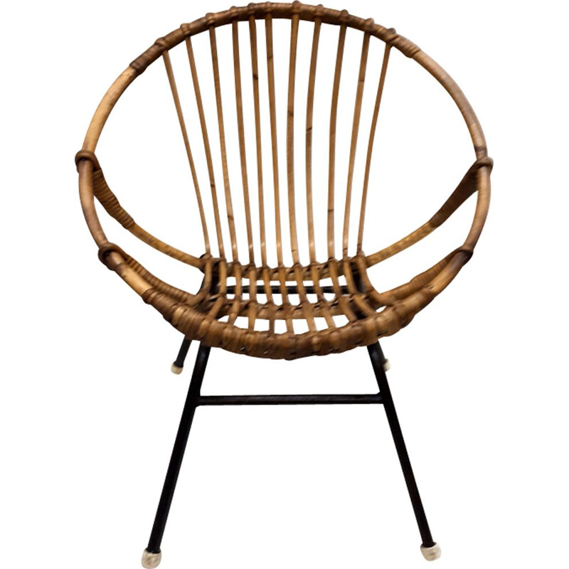 Vintage rattan armchair by Rohe Noordwolde