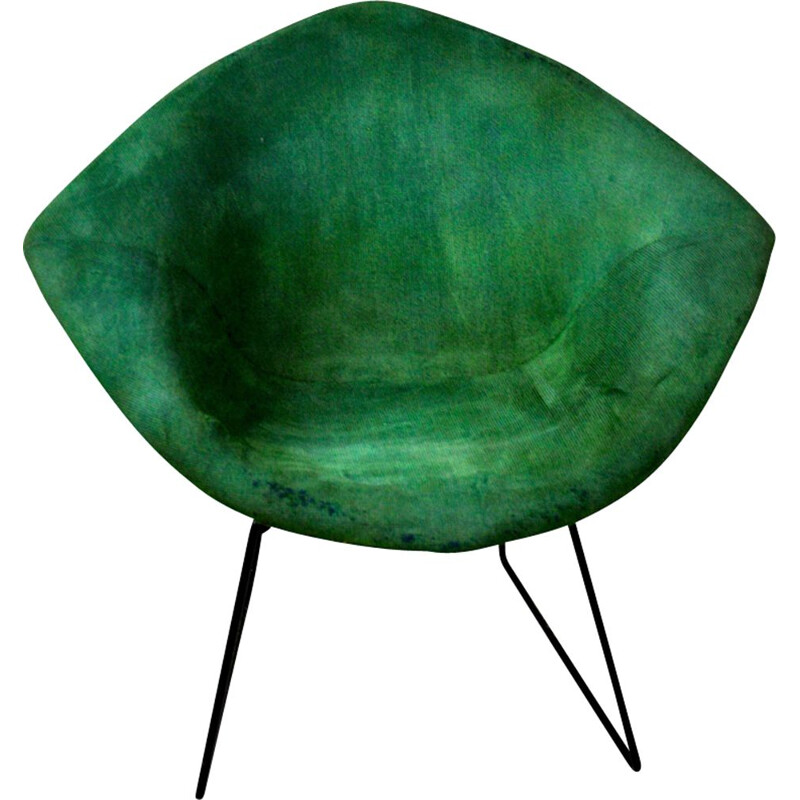 Vintage green Diamond armchair by Harry Bertoia for Knoll