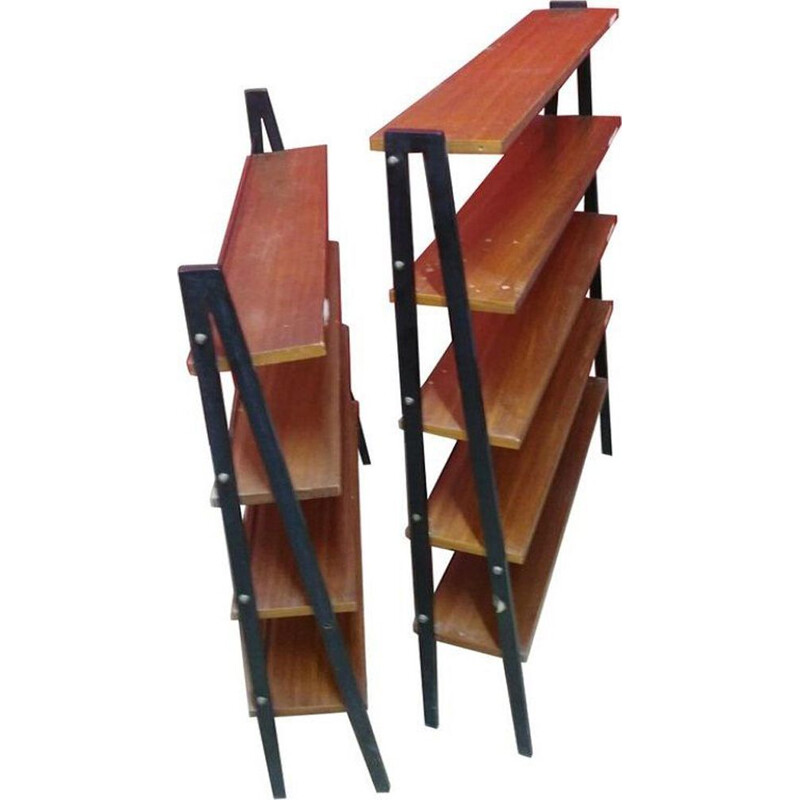 Set of 2 Small Scandinavian Bookcases in teak