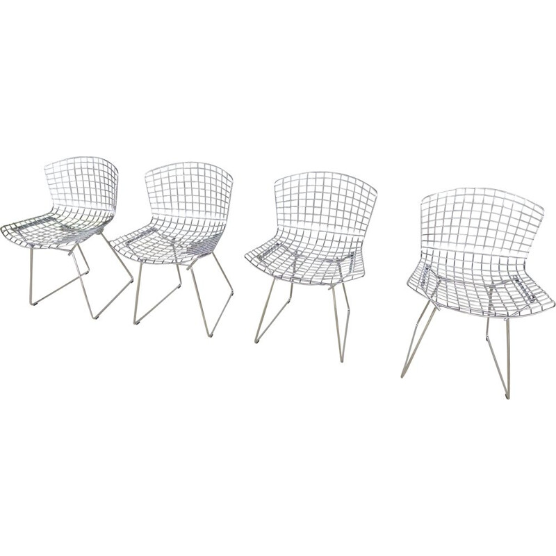 Set of 4 vintage french chairs by Bertoia for Knoll