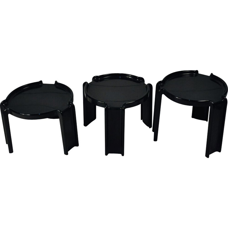 Set of 3 black nesting tables by Giotto Stoppino for Kartell