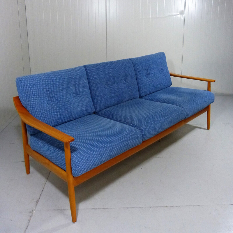 Vintage sofa in blue fabric, Wilhelm Knoll