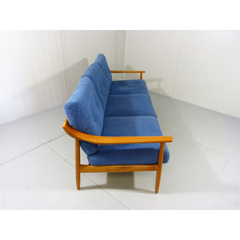 Vintage sofa in blue fabric, Wilhelm Knoll
