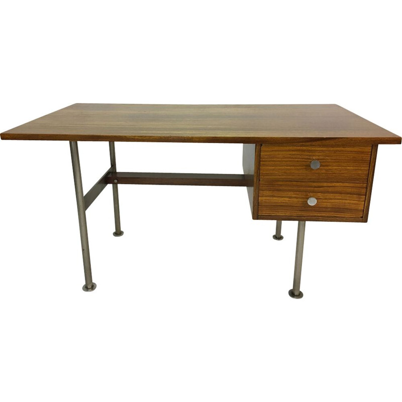 Vintage desk Zebrano in rosewood and steel by Rudolf Glatzel for Fristho