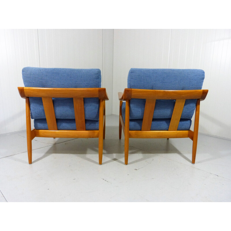 Paire de fauteuils vintage bleus par Wilhelm Knoll 1960