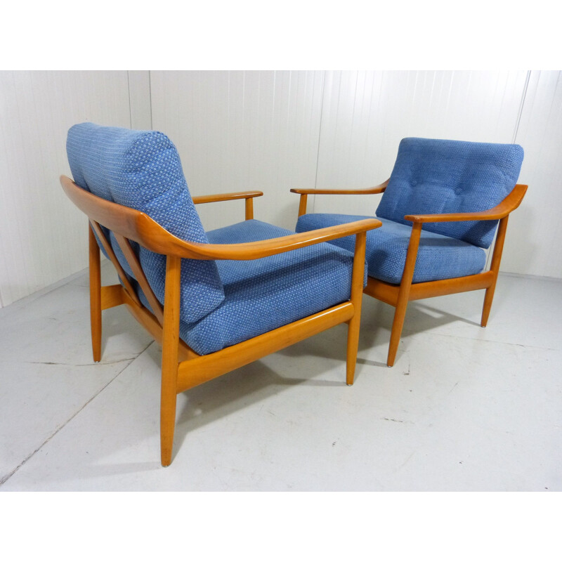 Paire de fauteuils vintage bleus par Wilhelm Knoll 1960