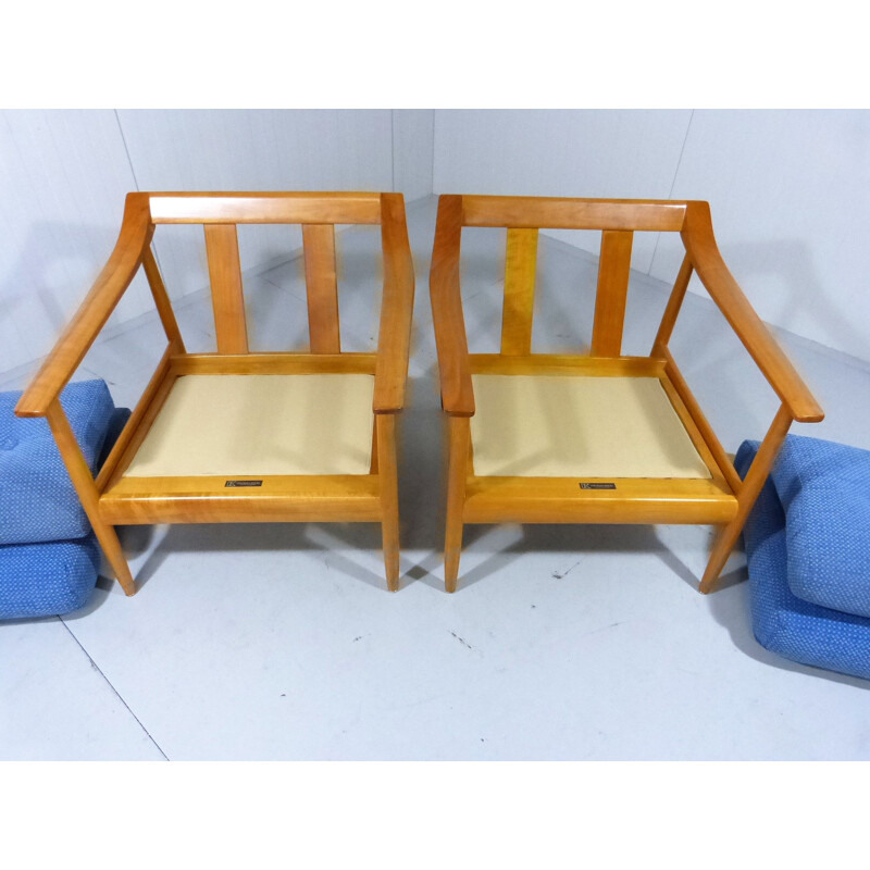 Pair of vintage blue chairs by Wilhelm Knoll 1960